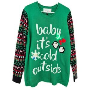 Plus With Love Womans Ugly Christmas Sweater Size 2x Light Up Green Red NWT